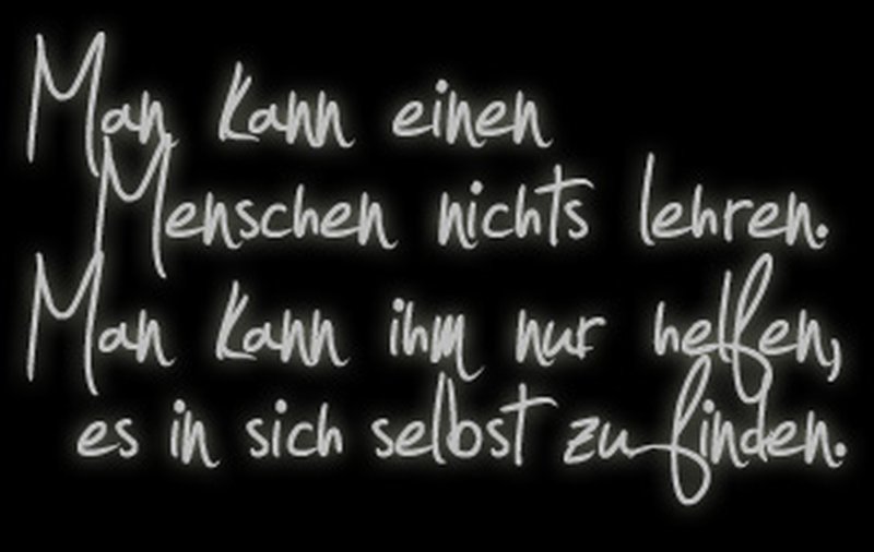 Man kann einen Menschen nichts lehren. Man kann ihm nur helfen, es in sich selbst zu finden.